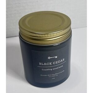 Threshold Black Cedar Scented Crackling Wood Wick Candle, 8 ounces
